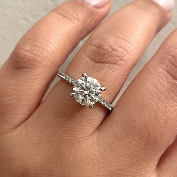 2.00ct Genuine Moissanite Engagement Ring, Hidden Halo, Sterling Silver - Picture 1 of 10